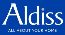 Aldiss logo on a blue background with the tagline "All About Your Home" beneath it.