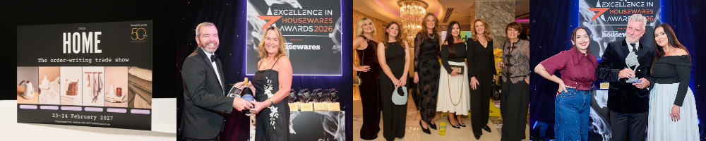 A collage of images showcasing an awards ceremony. The first image features an event banner promoting "HOME: The Understated Make Show." The second image shows an award presentation, with a man handing a trophy to a woman. The third image captures a group of elegantly dressed women and men posing together at the event, celebrating their achievements.